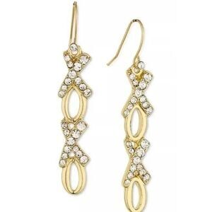 Charter Club Women Holiday Lane Gold-Tone Pavé XOXO Drop Earrings  Crystals NWT